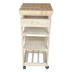 Estelle Unfinished Solid Parawood Kitchen Trolley