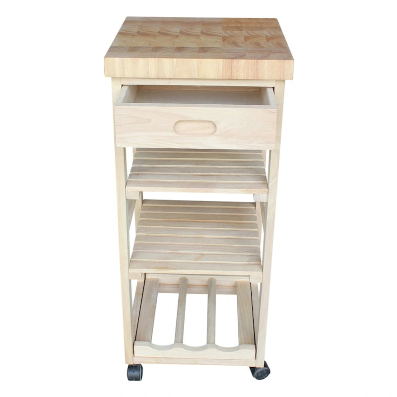 Estelle Unfinished Solid Parawood Kitchen Trolley