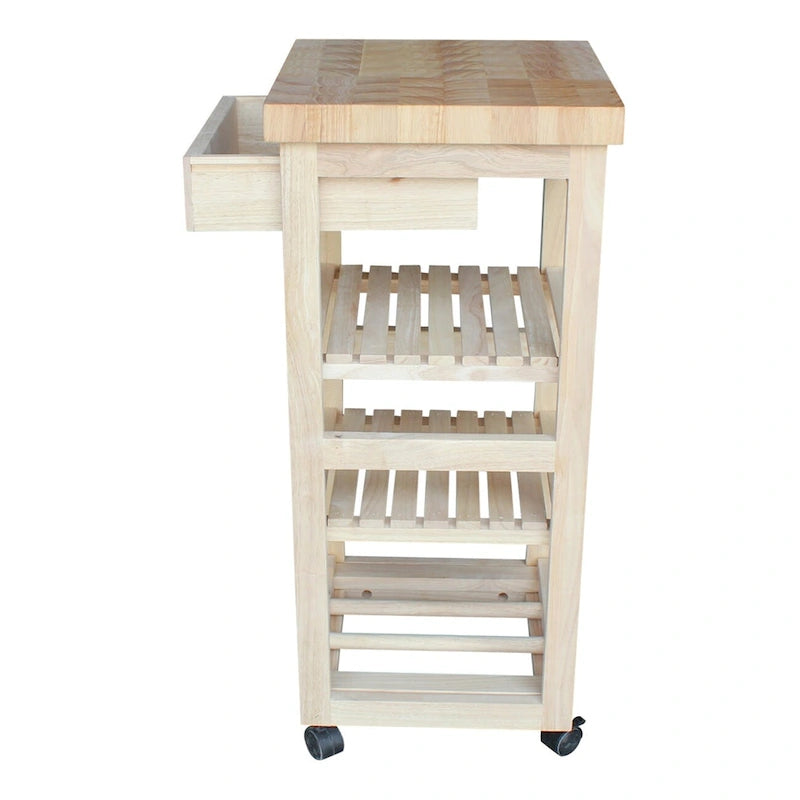 Estelle Unfinished Solid Parawood Kitchen Trolley