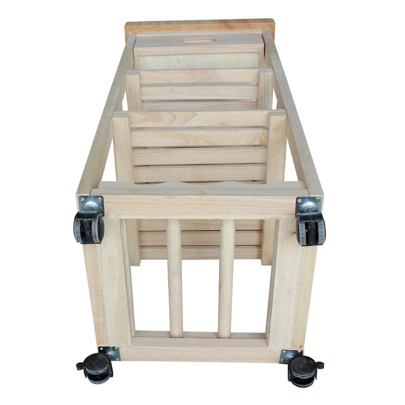 Estelle Unfinished Solid Parawood Kitchen Trolley