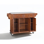 Full Size Granite Top Kitchen Cart in Cherry - 18d x 51.5w x 36h