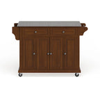 Full Size Granite Top Kitchen Cart in Cherry - 18d x 51.5w x 36h