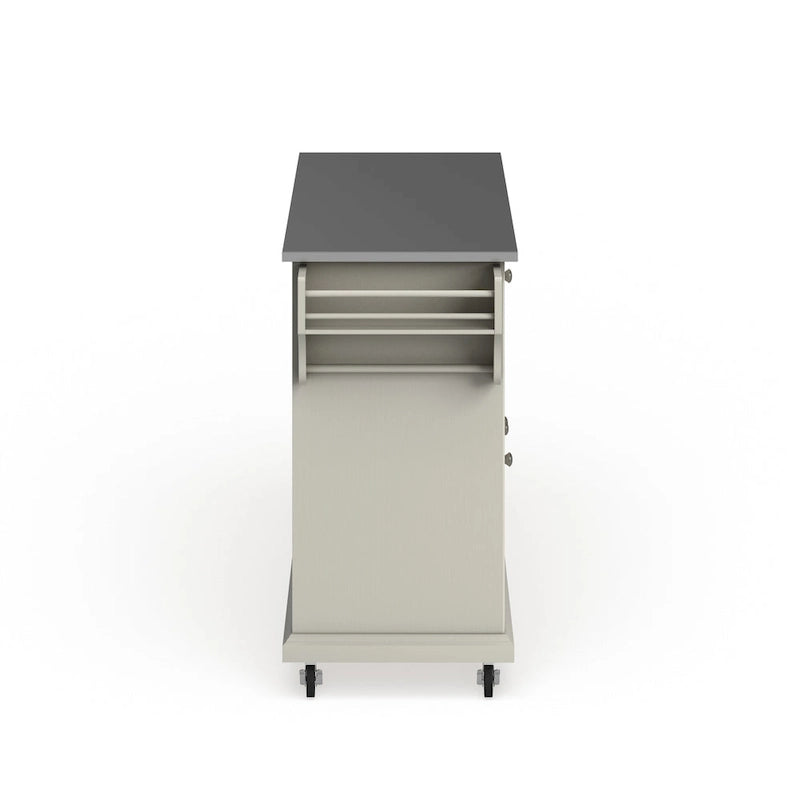White Finish Stainless Steel Top Kitchen Cart and Island - 18d x 51.5w x 36h