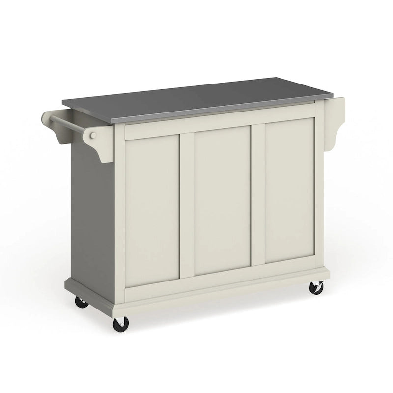 White Finish Stainless Steel Top Kitchen Cart and Island - 18d x 51.5w x 36h
