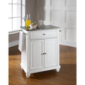  Cambridge Stainless Steel Top Portable Kitchen Island in White Finish - 18d x 31w x 35h