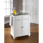  Cambridge Stainless Steel Top Portable Kitchen Island in White Finish - 18d x 31w x 35h