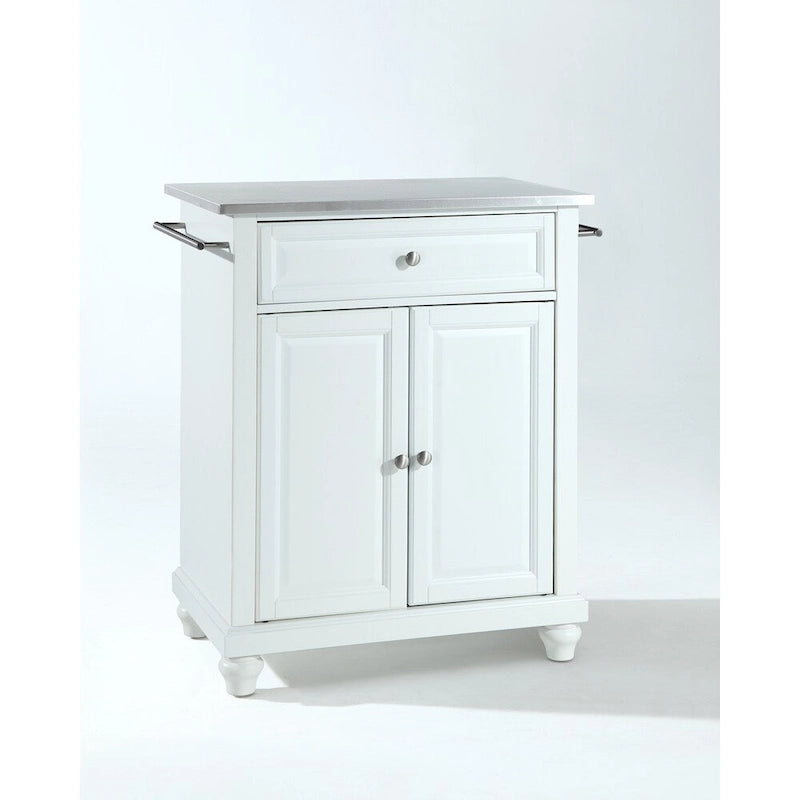 Cambridge Stainless Steel Top Portable Kitchen Island in White Finish - 18d x 31w x 35h