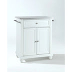 Cambridge Stainless Steel Top Portable Kitchen Island in White Finish - 18d x 31w x 35h