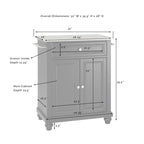 Cambridge Stainless Steel Top Portable Kitchen Island in White Finish - 18d x 31w x 35h