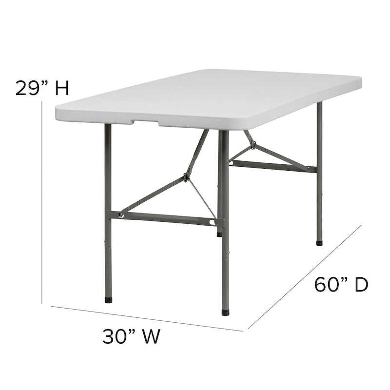 30W x 60L Bi-Fold Granite White Plastic Folding Table - Banquet Table