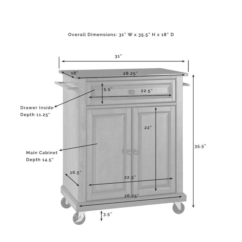 Compact Solid Black Granite Top Portable Kitchen Cart/ Island in Vintage Mahogany Finish - 18d x 31w x 35.5h