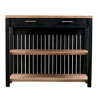 SEI Furniture Berhill Transitional Black Wood Expandable Kitchen Island
