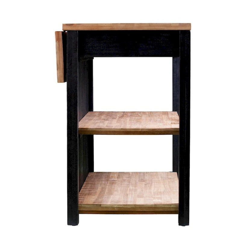SEI Furniture Berhill Transitional Black Wood Expandable Kitchen Island