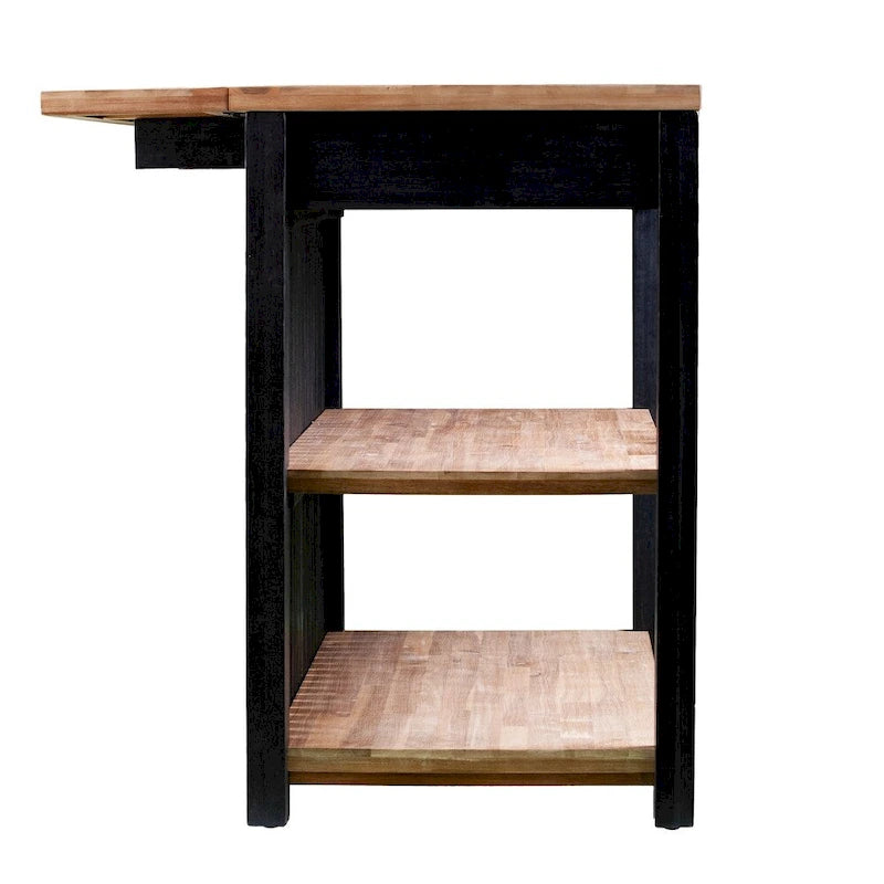 SEI Furniture Berhill Transitional Black Wood Expandable Kitchen Island