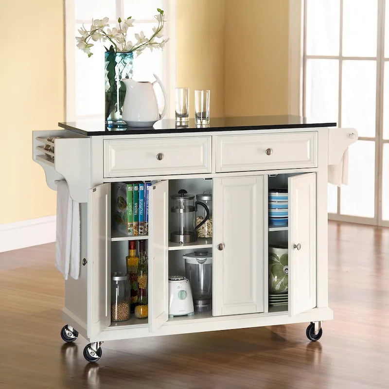 Full Size Granite Top Kitchen Cart - 18d x 51.5w x 36h