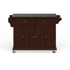 Full Size Solid Black Granite Top Kitchen Cart - 18d x 51.5w x 36h