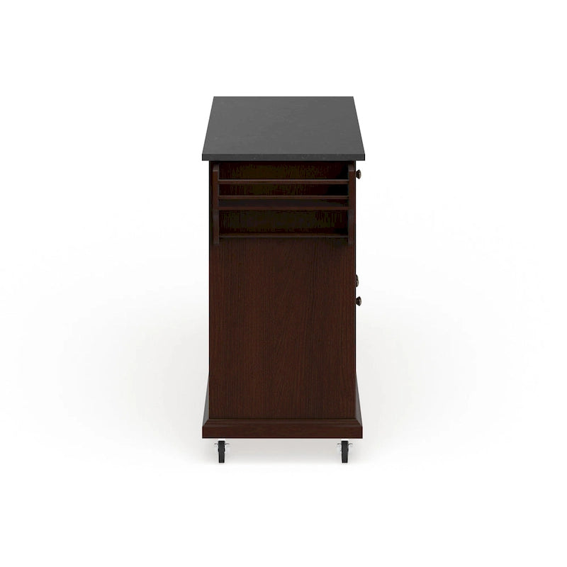 Full Size Solid Black Granite Top Kitchen Cart - 18d x 51.5w x 36h