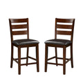 Wooden Counter Height Armless Chair, Walnut brown, Set of 2
