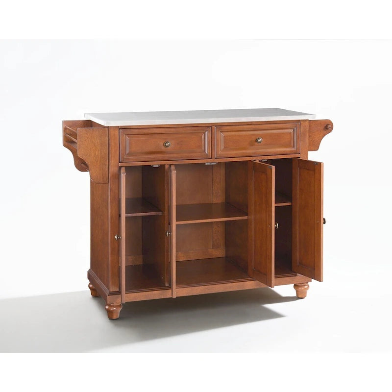 Cambridge Stainless Steel Top Kitchen Island in Classic Cherry Finish - 18d x 51.5w x 36h
