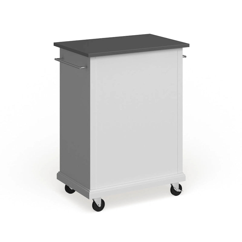 Compact White Wood Portable Kitchen Cart/ Island with Stainless Steel Top - 18d x 31w x 35.5h