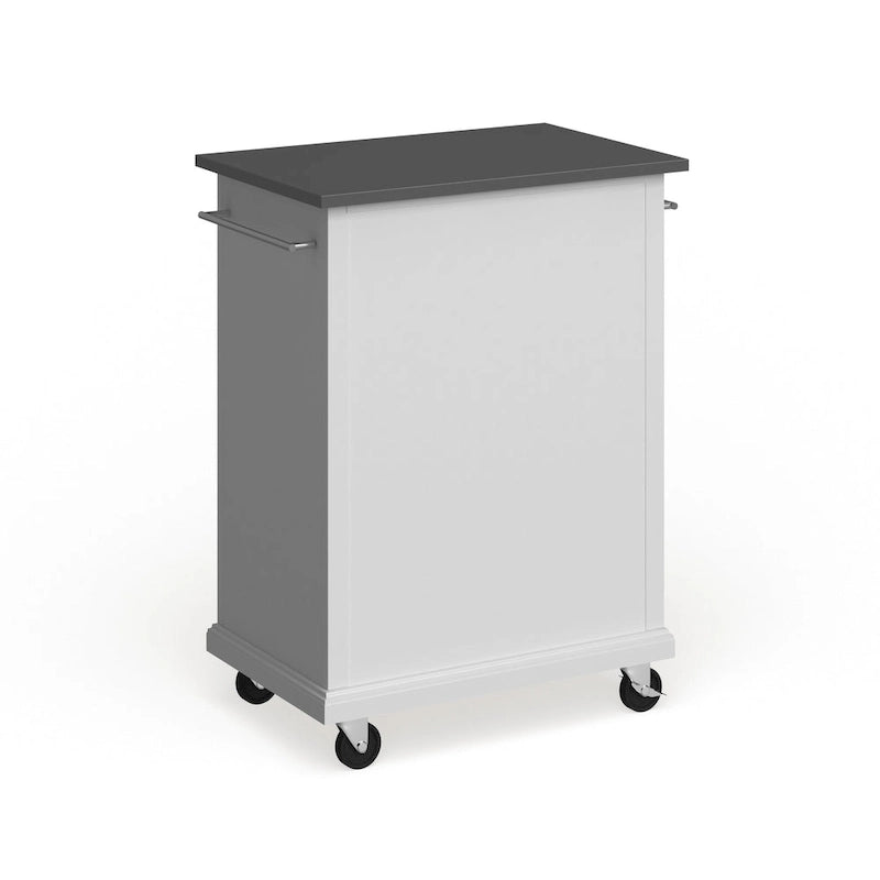 Compact White Wood Portable Kitchen Cart/ Island with Stainless Steel Top - 18d x 31w x 35.5h