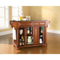  Alexandria Solid Black Granite Top Kitchen Island in Classic Cherry Finish - 18d x 51.5w x 34h