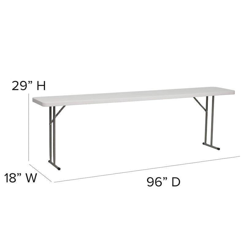 18D x96L White Plastic Folding Indoor-Outdoor Training Table