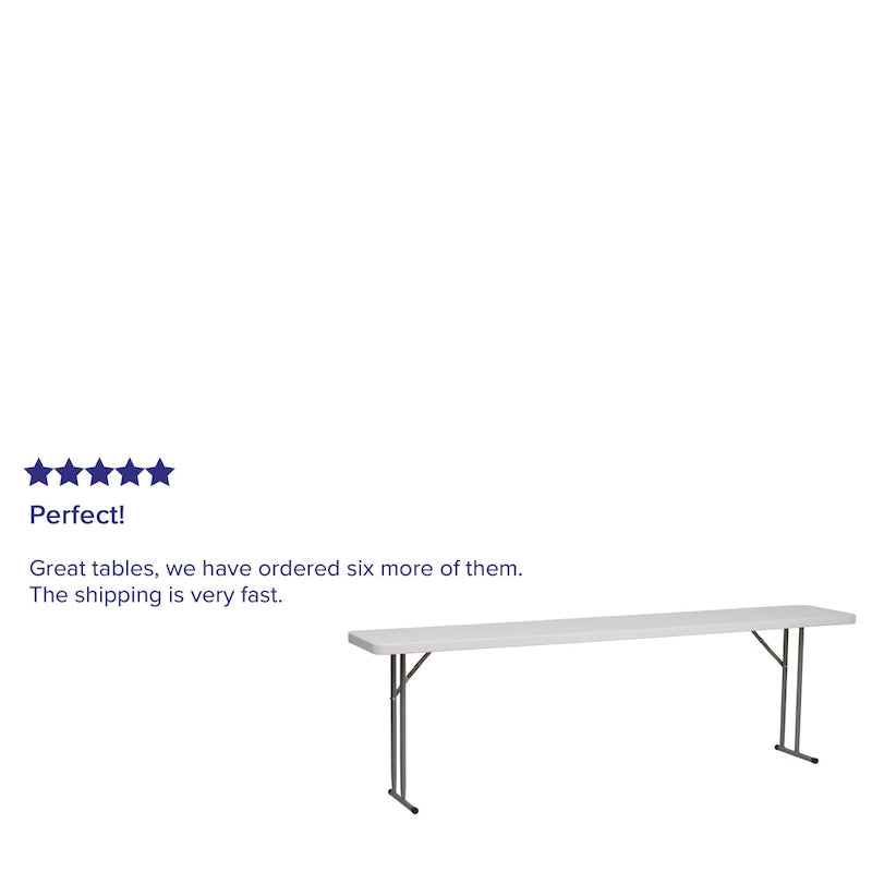 18D x96L White Plastic Folding Indoor-Outdoor Training Table