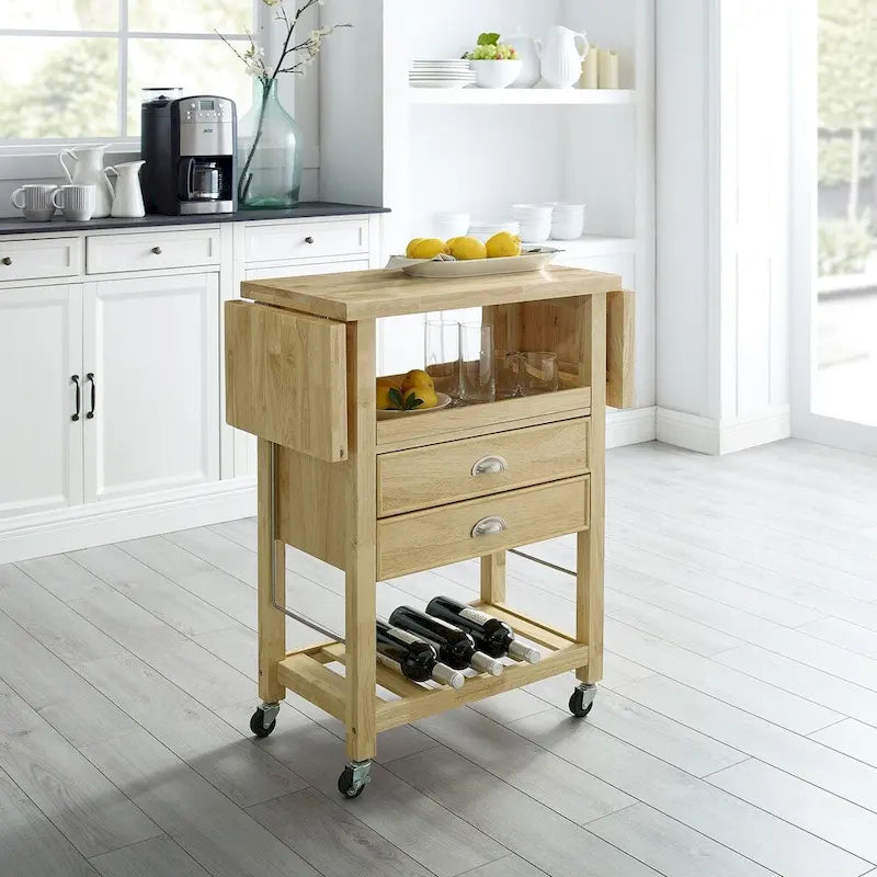 Bristol Double Drop Leaf Kitchen Cart Natural - 15.13d x 45w x 35.25h