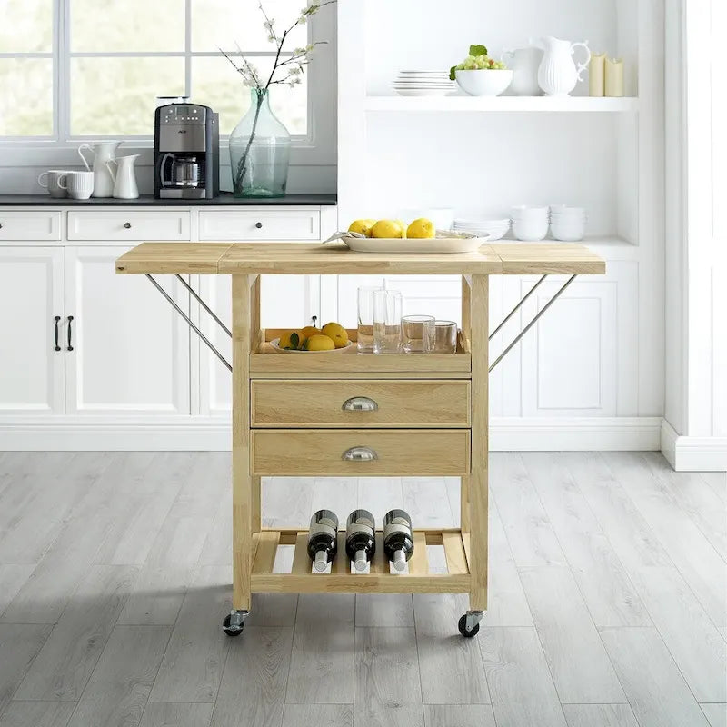 Bristol Double Drop Leaf Kitchen Cart Natural - 15.13d x 45w x 35.25h
