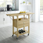 Bristol Double Drop Leaf Kitchen Cart Natural - 15.13d x 45w x 35.25h