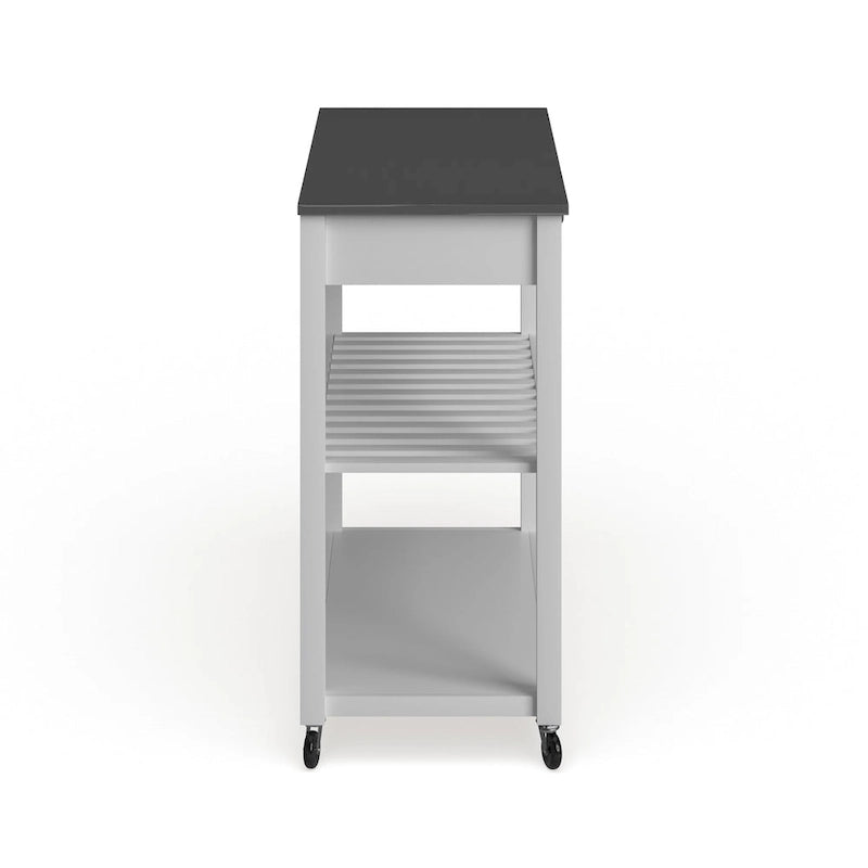 White Wood/ Stainless Steel Kitchen Cart Island - 17d x 43w x 35h