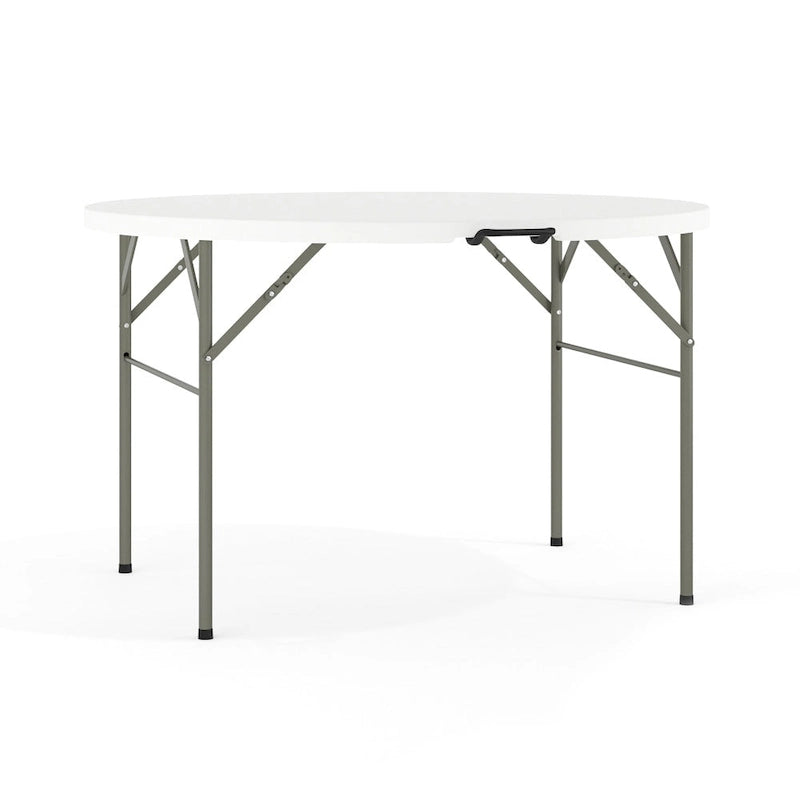 4-Foot Round Bi-Fold Plastic Event Folding Table with Handle