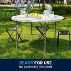 4-Foot Round Bi-Fold Plastic Event Folding Table with Handle