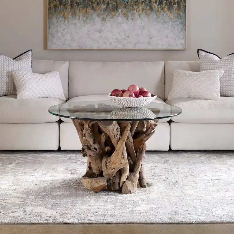 Uttermost Driftwood Natural Glass Top Cocktail Table