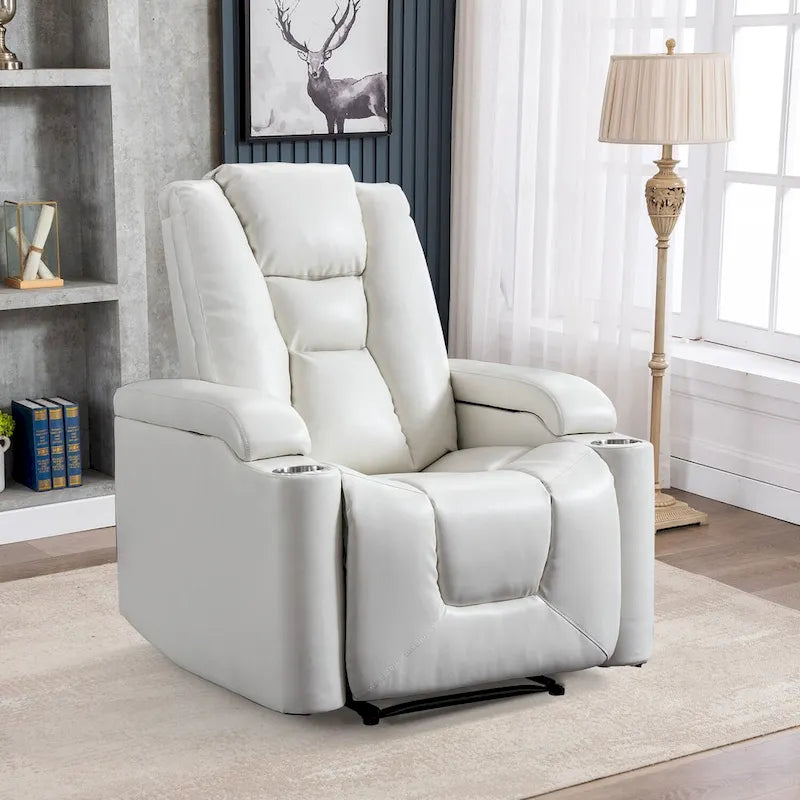 Power Leather Recliner Chair Home Theater Seating Soft