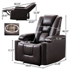 Power Leather Recliner Chair Home Theater Seating Soft