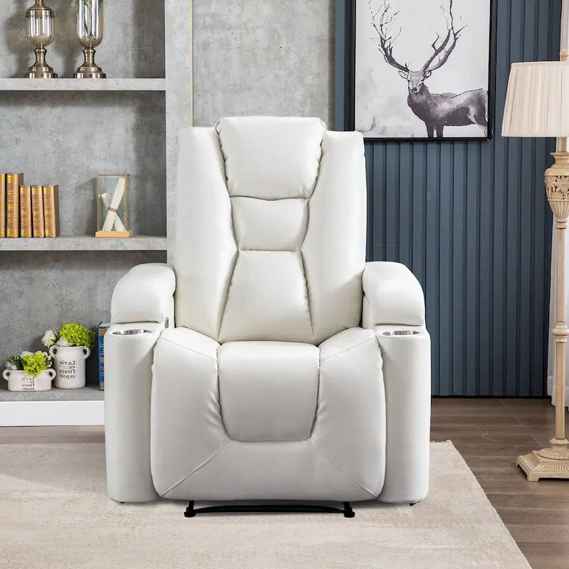 Power Leather Recliner Chair Home Theater Seating Soft