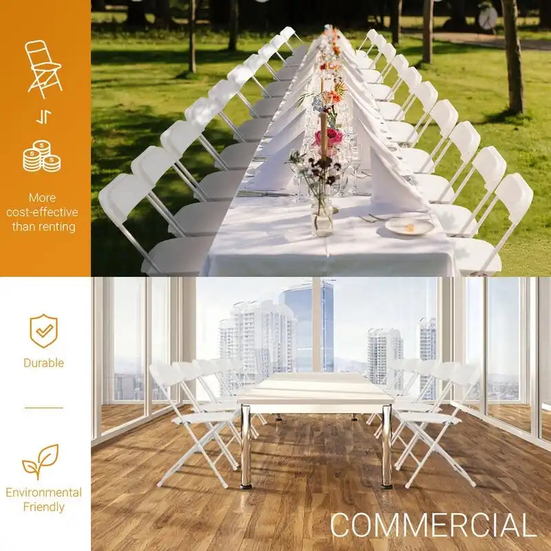 Plastic Folding Party Conversation Exhibition Dining Chair Set (Set of 10)