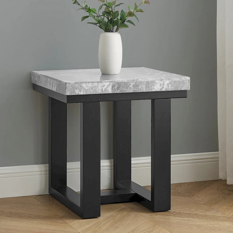 Steve Silver Ludlow Gray Marble Top Side Table