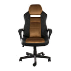 Elama High Back Adjustable Faux Leather Office Chair in Black and Brown