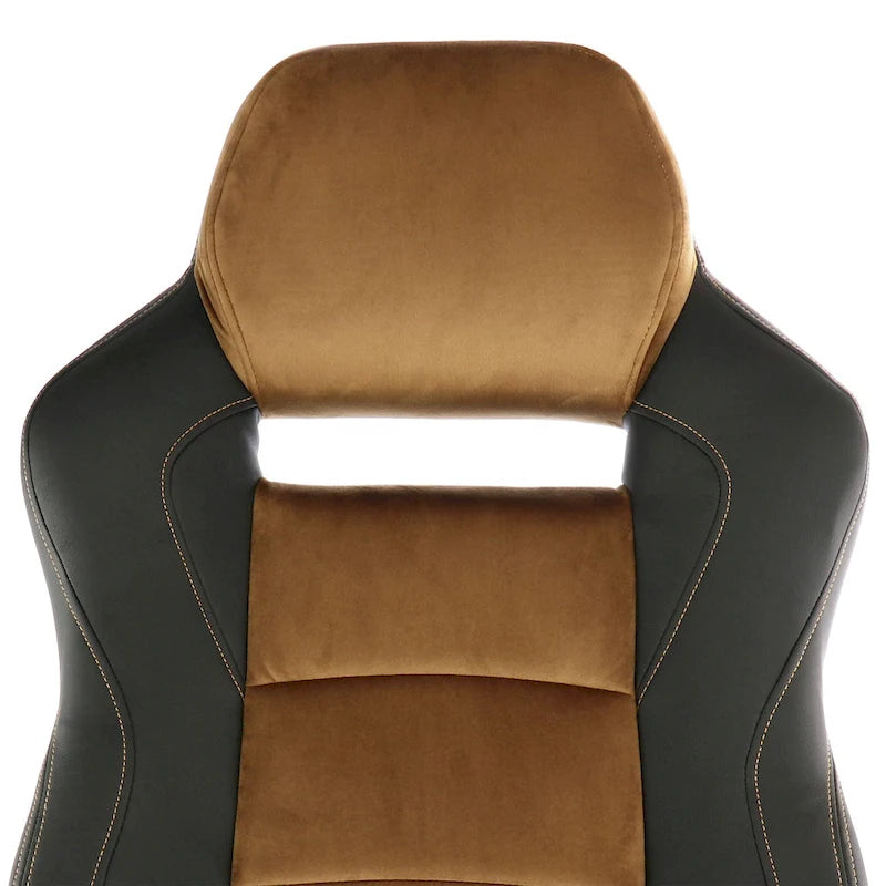 Elama High Back Adjustable Faux Leather Office Chair in Black and Brown