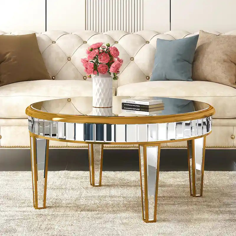 Round Coffee Table Mirror Accent Table