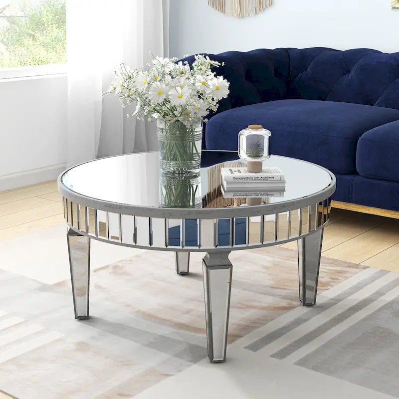 Round Coffee Table Mirror Accent Table