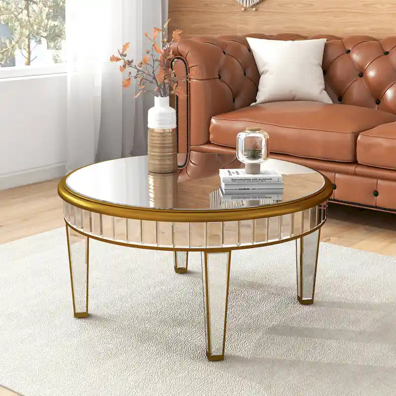 Round Coffee Table Mirror Accent Table