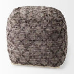 Mercana Falguni Grey Patterned Leather & Cotton Square Pouf