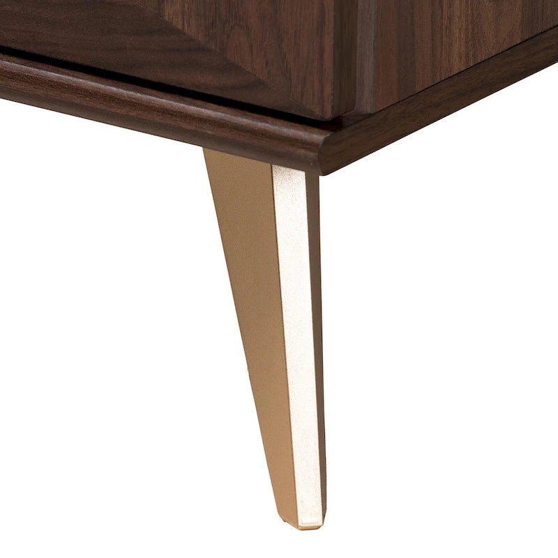 Graceland Mid-Century Modern Transitional Walnut Brown Finished Wood 2-Drawer Nightstand