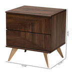Graceland Mid-Century Modern Transitional Walnut Brown Finished Wood 2-Drawer Nightstand