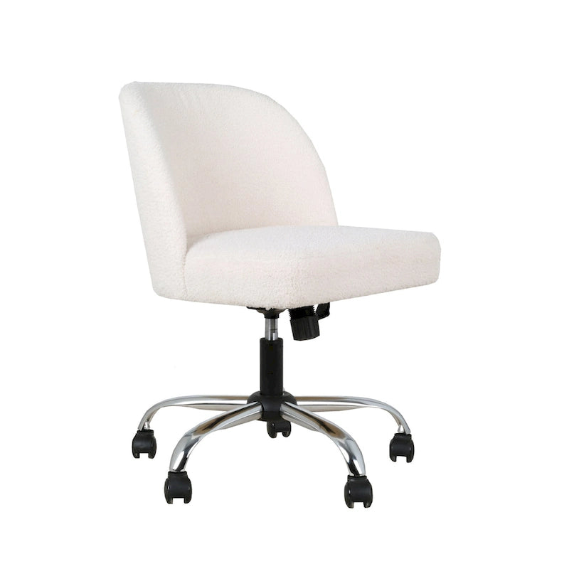 Porthos Home Peli Sherpa Fabric Armless Office Chair with Steel Roller Casters