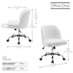 Porthos Home Peli Sherpa Fabric Armless Office Chair with Steel Roller Casters